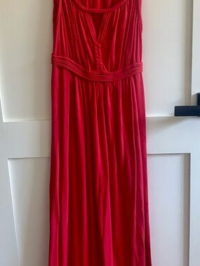 Max Studio Red Braided-Waist Sleeveless Maxi Dress
